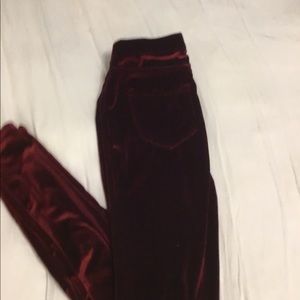 Red velvet leggings